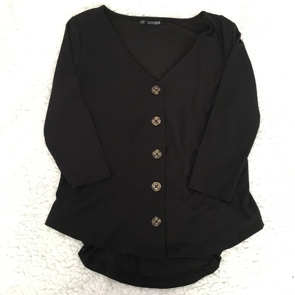 Black Buttoned Blouse - Picture 2 of 3